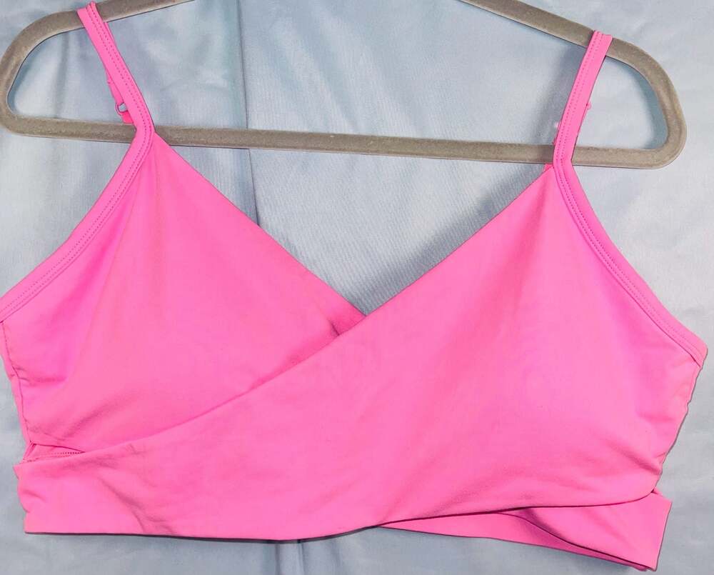 Fabletics Pink Wrap Front Sports Bra